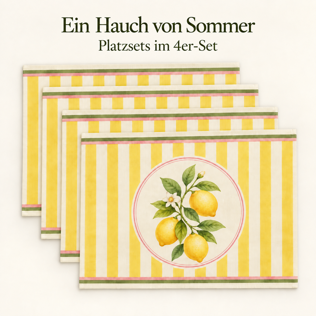 Platzset mit Zitronen gelb/weiß gestreift